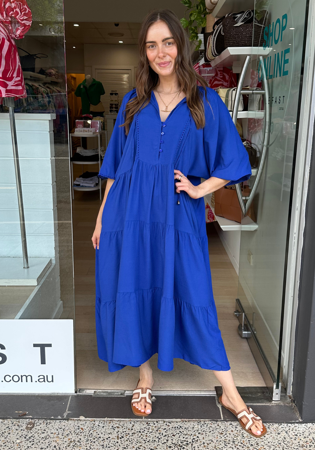 MATA BATWING MIDI DRESS - COBALT