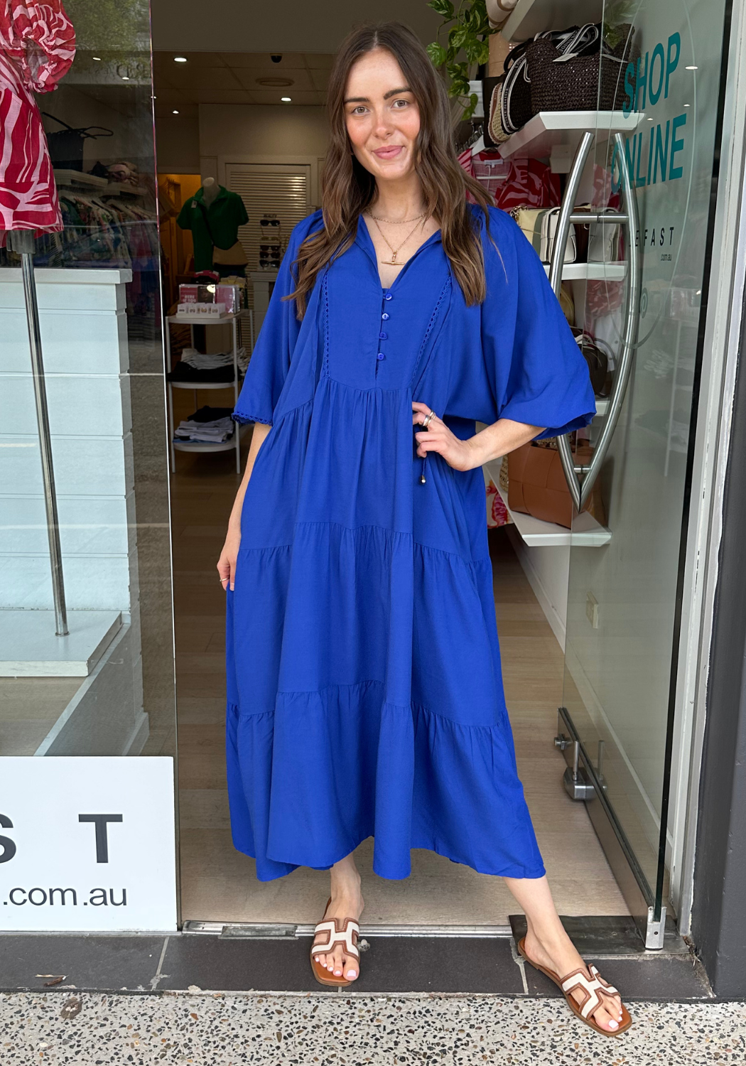 MATA BATWING MIDI DRESS - COBALT