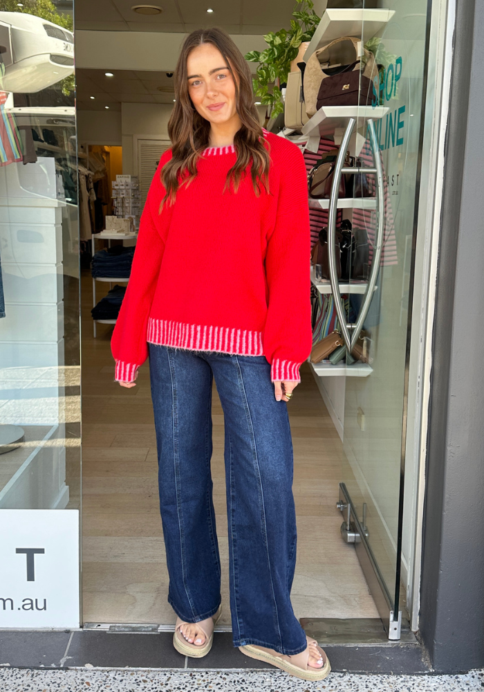 BILLIE RELAXED KNIT - RED/PINK