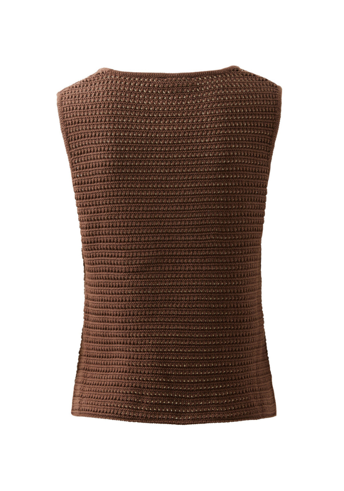 CERES LIFE MARGOT MESH KNIT TANK - CHOCOLATE