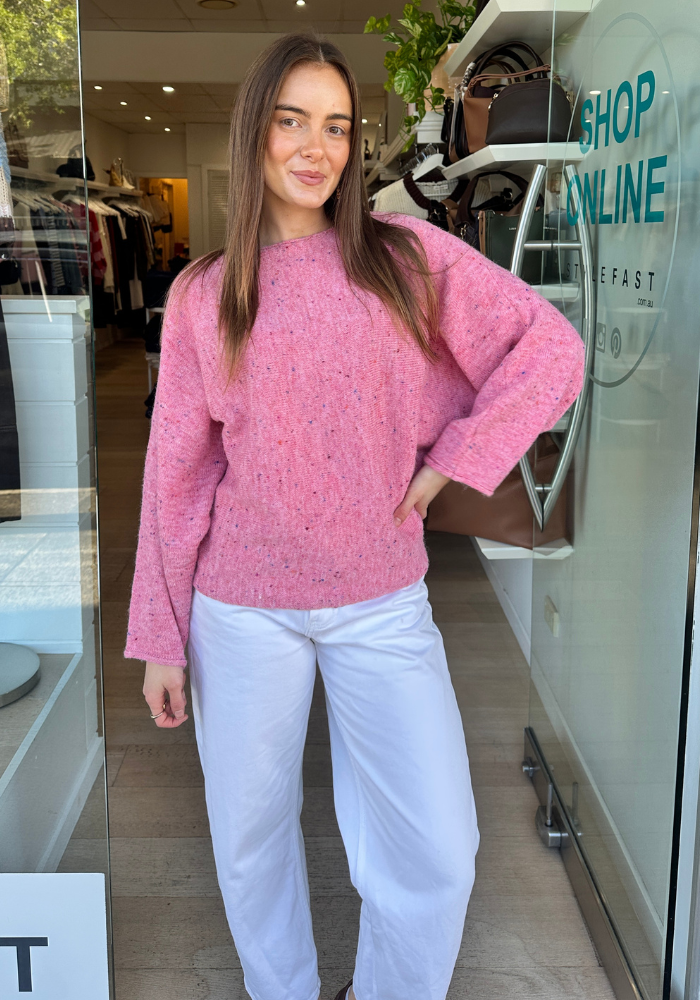 HOWIE BATWING KNIT - PINK SPECKLE