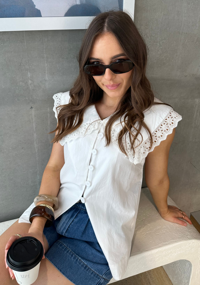 ABIGAIL 100% COTTON TOP - WHITE