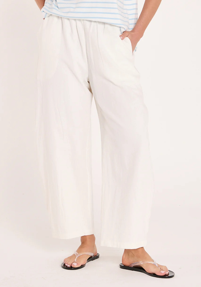 FEATHER + NOISE ELENOR BARREL PANT - WHITE