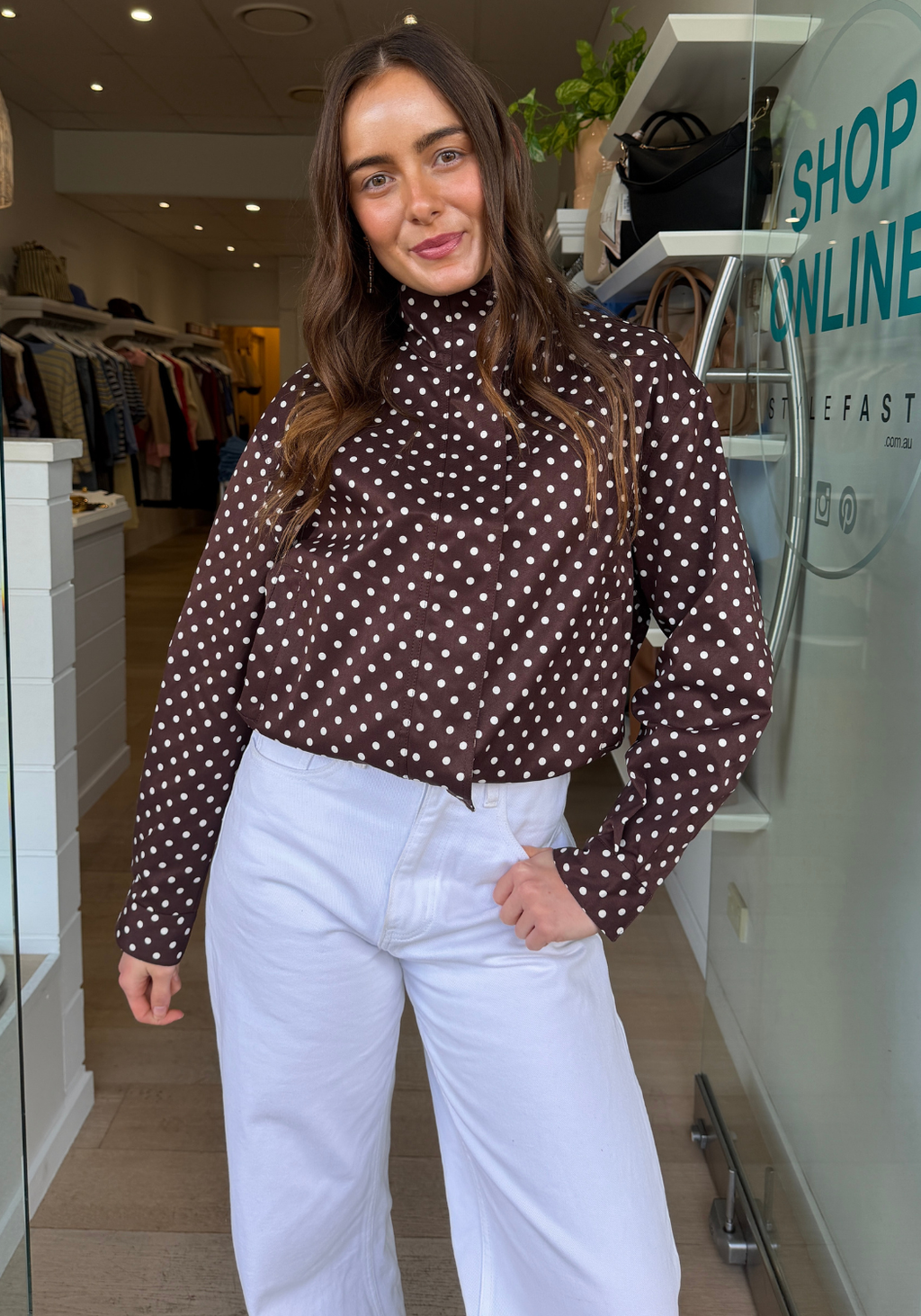 HOLLY WINDBREAKER JACKET - CHOCOLATE SPOT