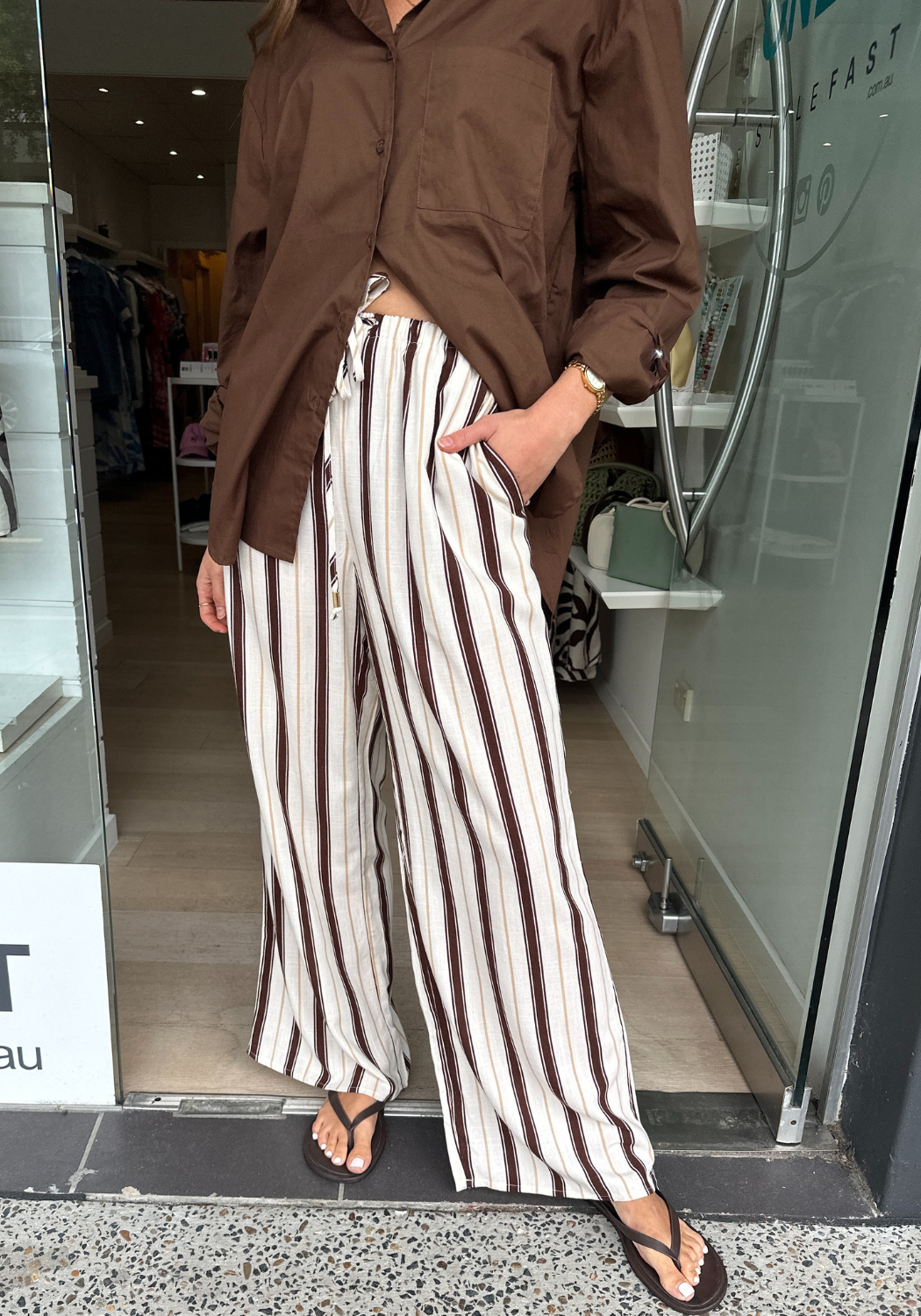 MARLOWE RELAXED PANTS - LINE MOTION PRINT