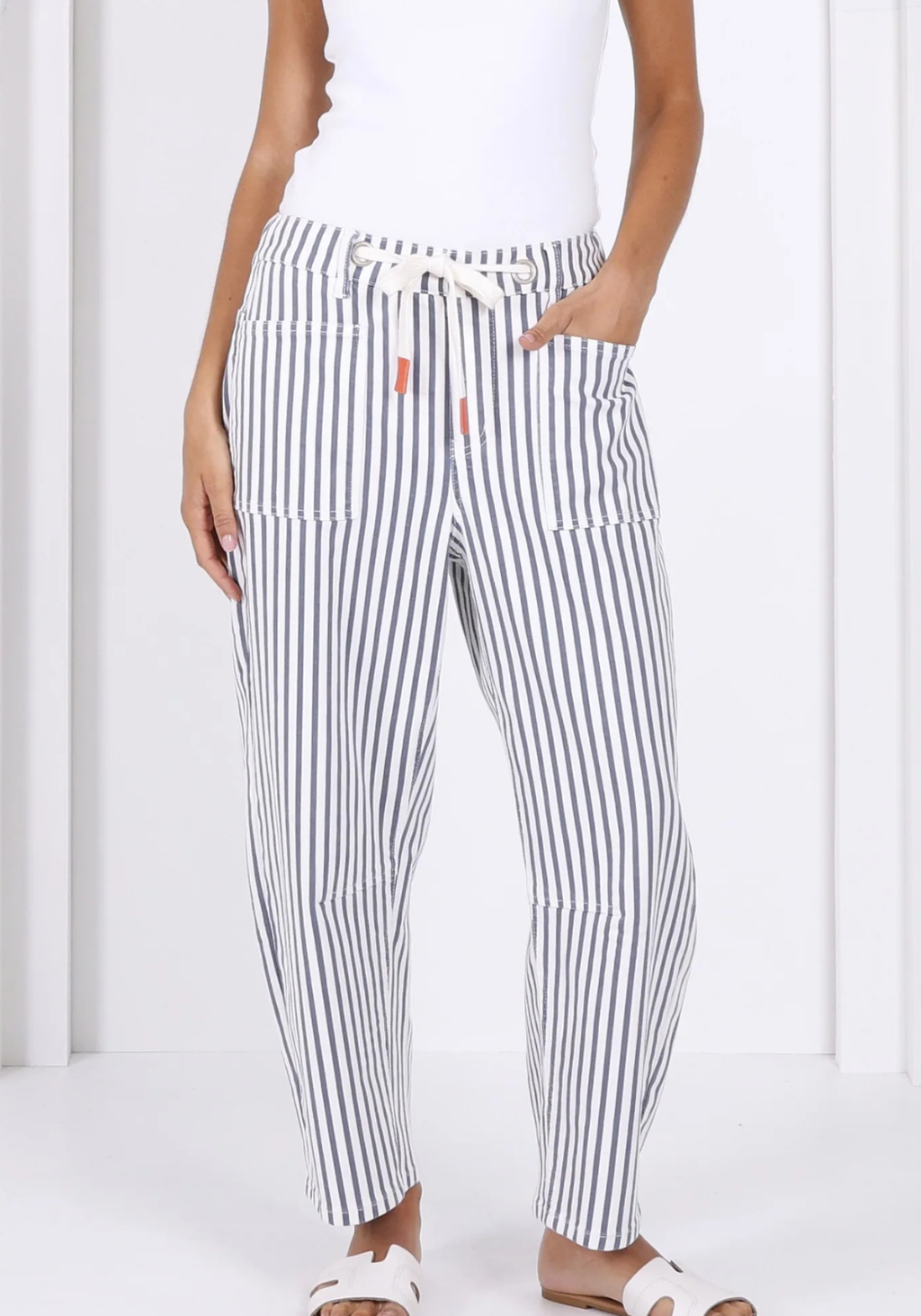 CARTER BARREL JEAN - NAVY STRIPE