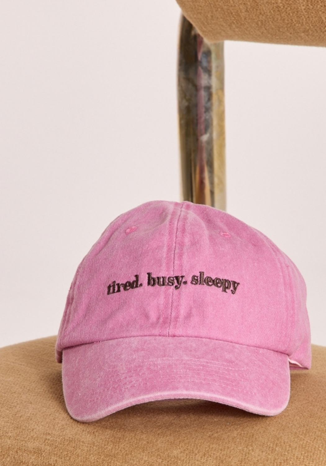 FEATHER + NOISE GIGI WASHED DENIM CAP - TIRED,BUSY, SLEEPY PINK