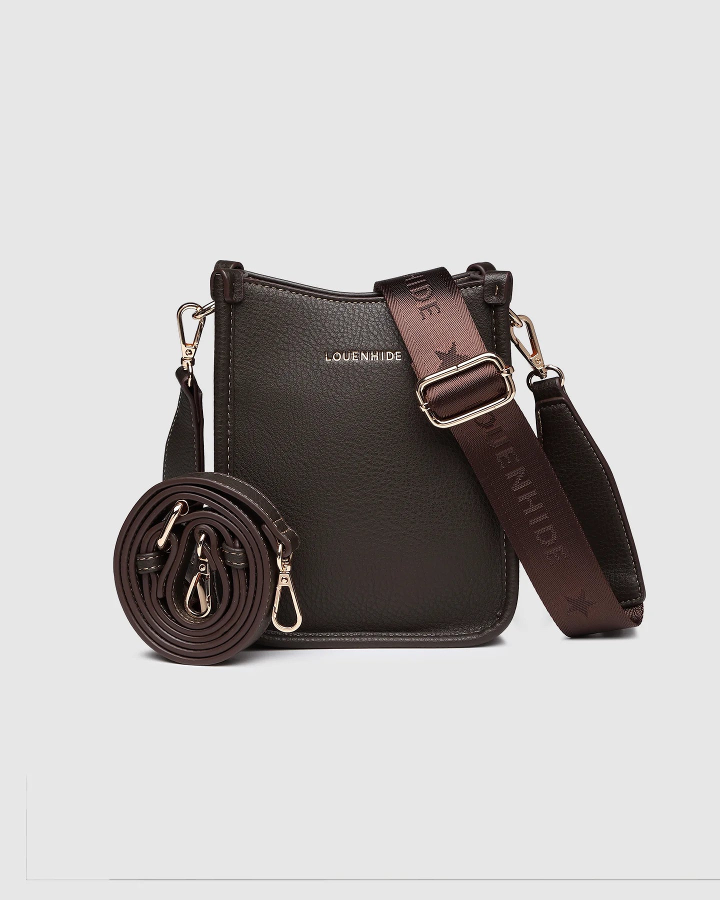 LOUENHIDE PARKER PHONE CROSSBODY BAG - CHOCOLATE