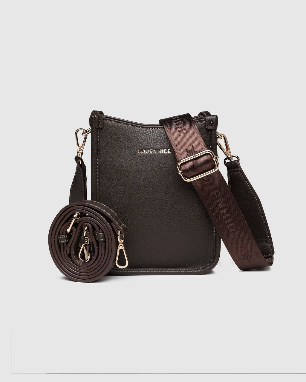 LOUENHIDE PARKER PHONE CROSSBODY BAG - CHOCOLATE
