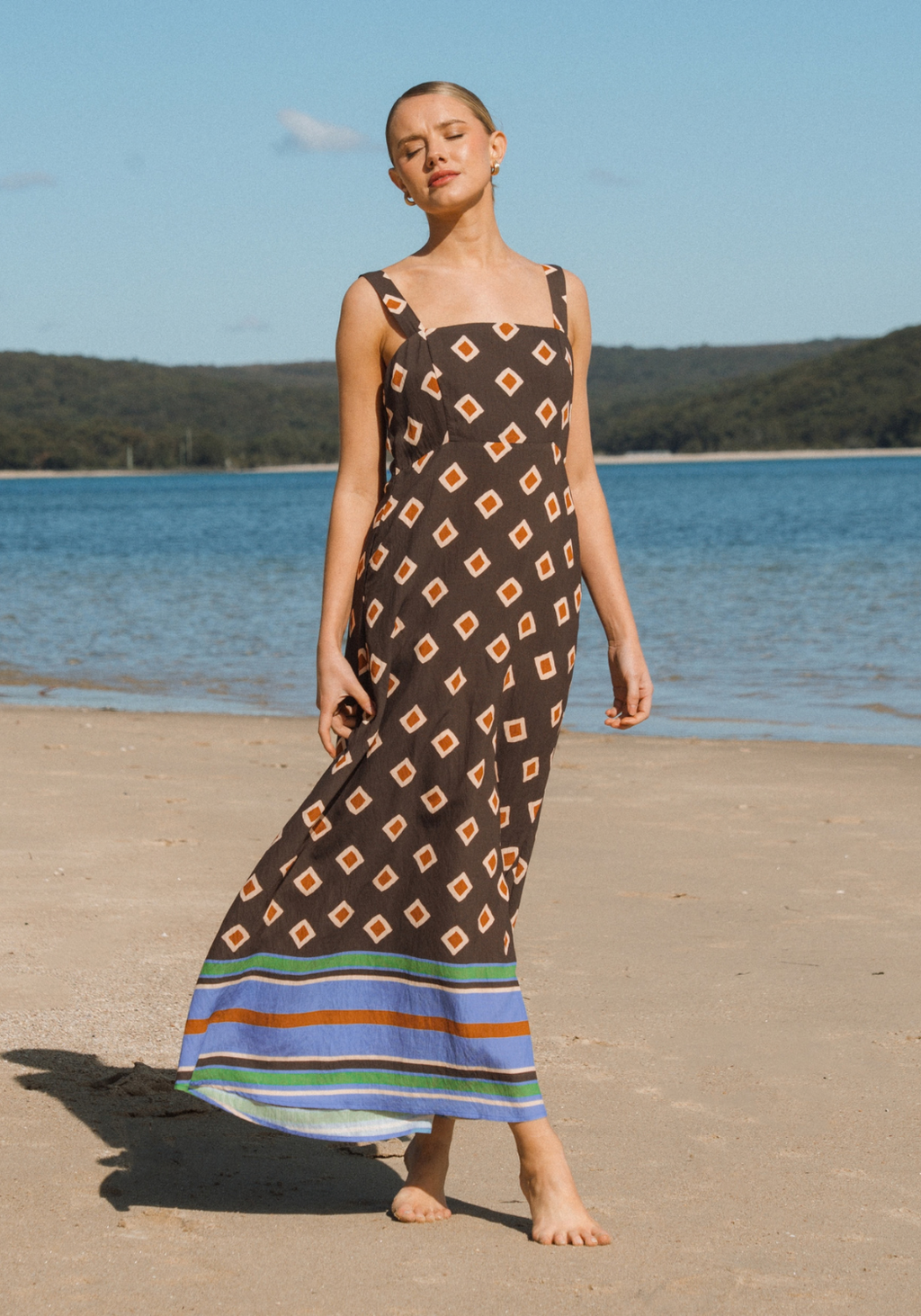 ZAHARA BORDER PRINT MAXI DRESS - RESORT GEO PRINT