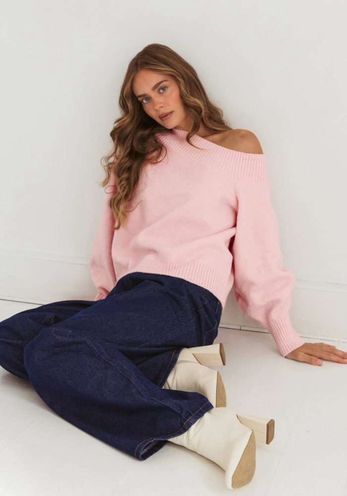 LUNA OFF THE SHOULDER KNIT - PINK