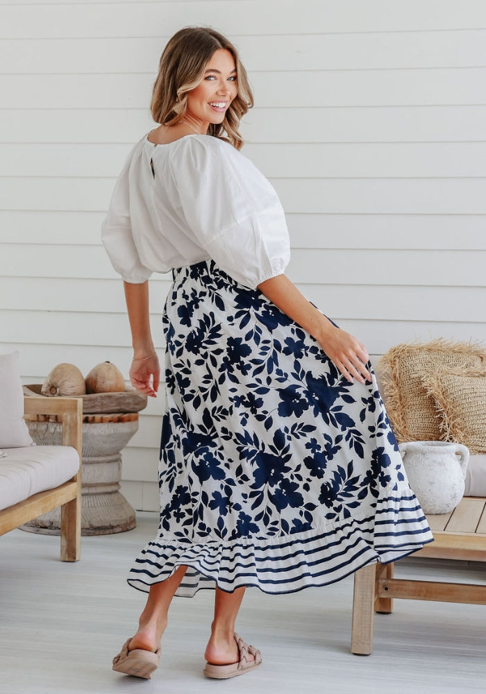 BELKIS MAXI SKIRT - NAVY FLORAL