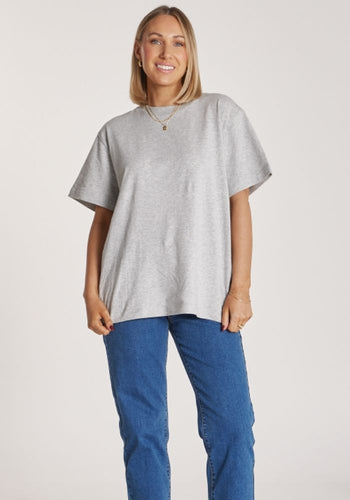 FEATHER + NOISE CARTER TEE - GREY MARLE