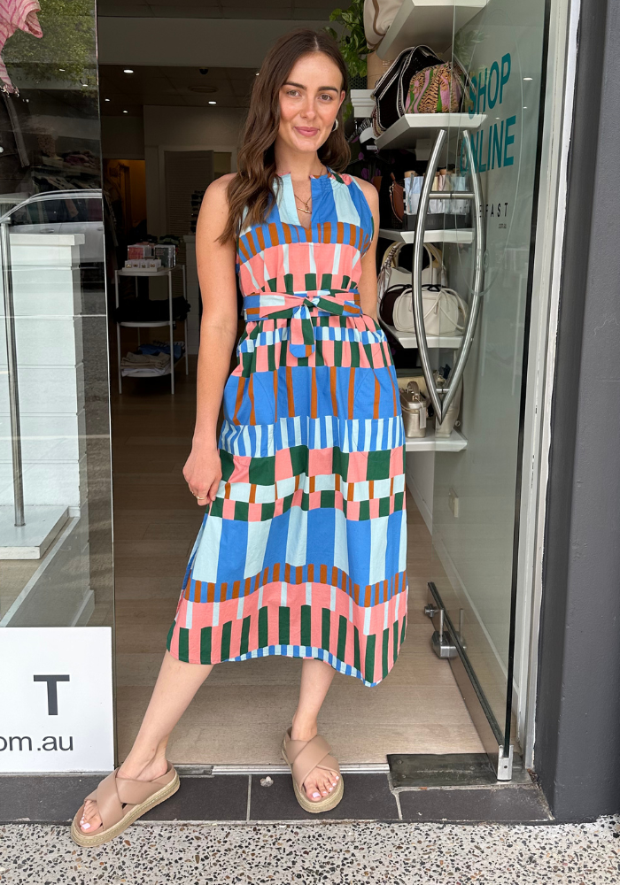 ITAMI CANNES SLEEVELESS DRESS - BLUE PRINT