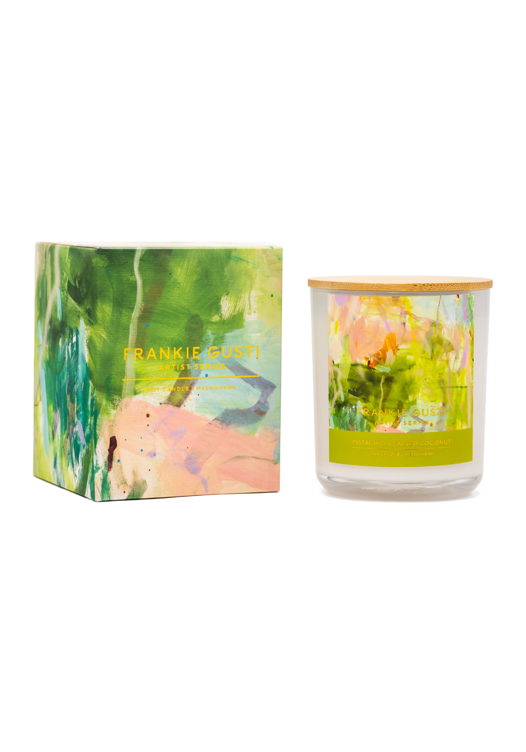 FRANKIE GUSTI PISTACHIO + SALTED COCONUT CANDLE - KATE ELIZA