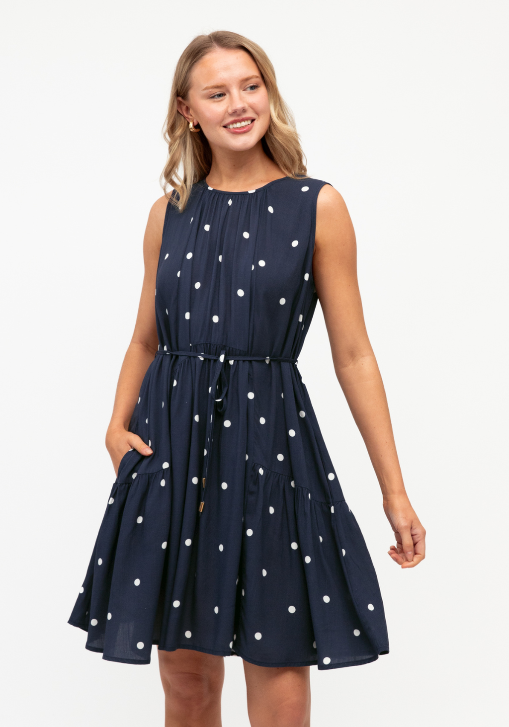 MIDNIGHT SPOT MINI DRESS - NAVY
