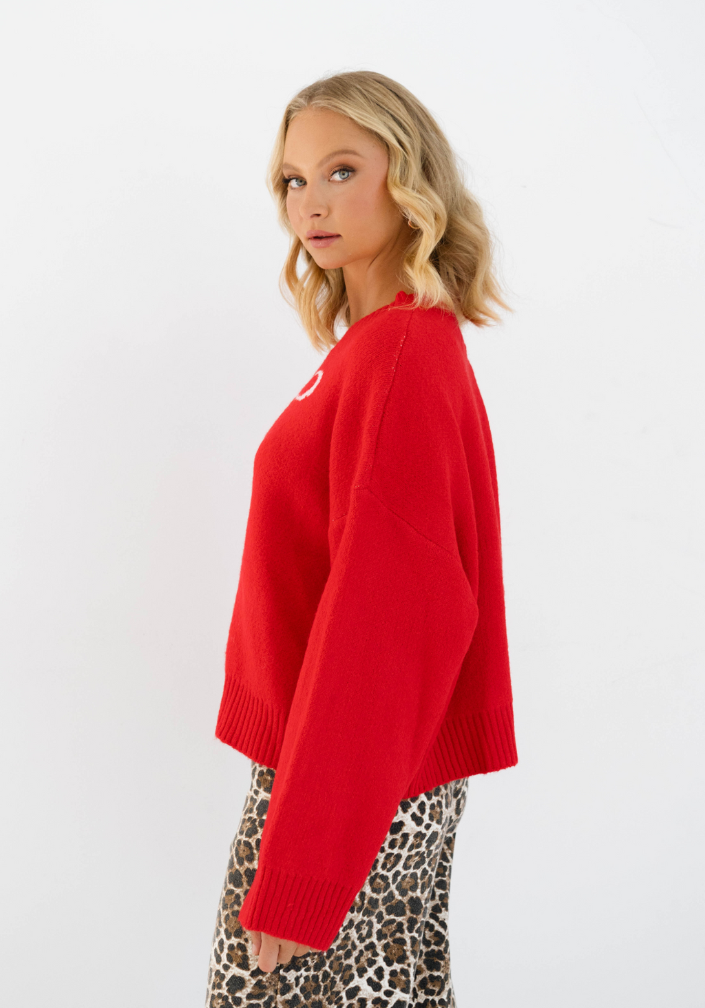 RUBY BOW OVERSIZED KNIT - RED