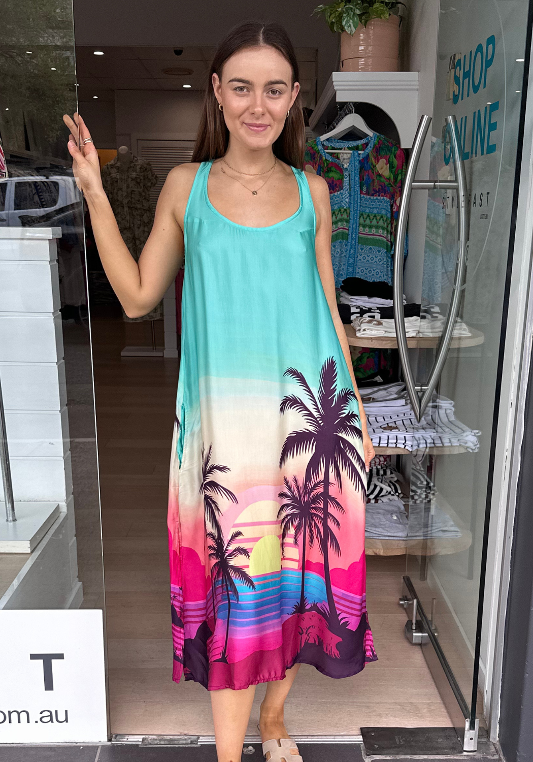 RUBYYAYA SUNDRESS - PALM PRINT