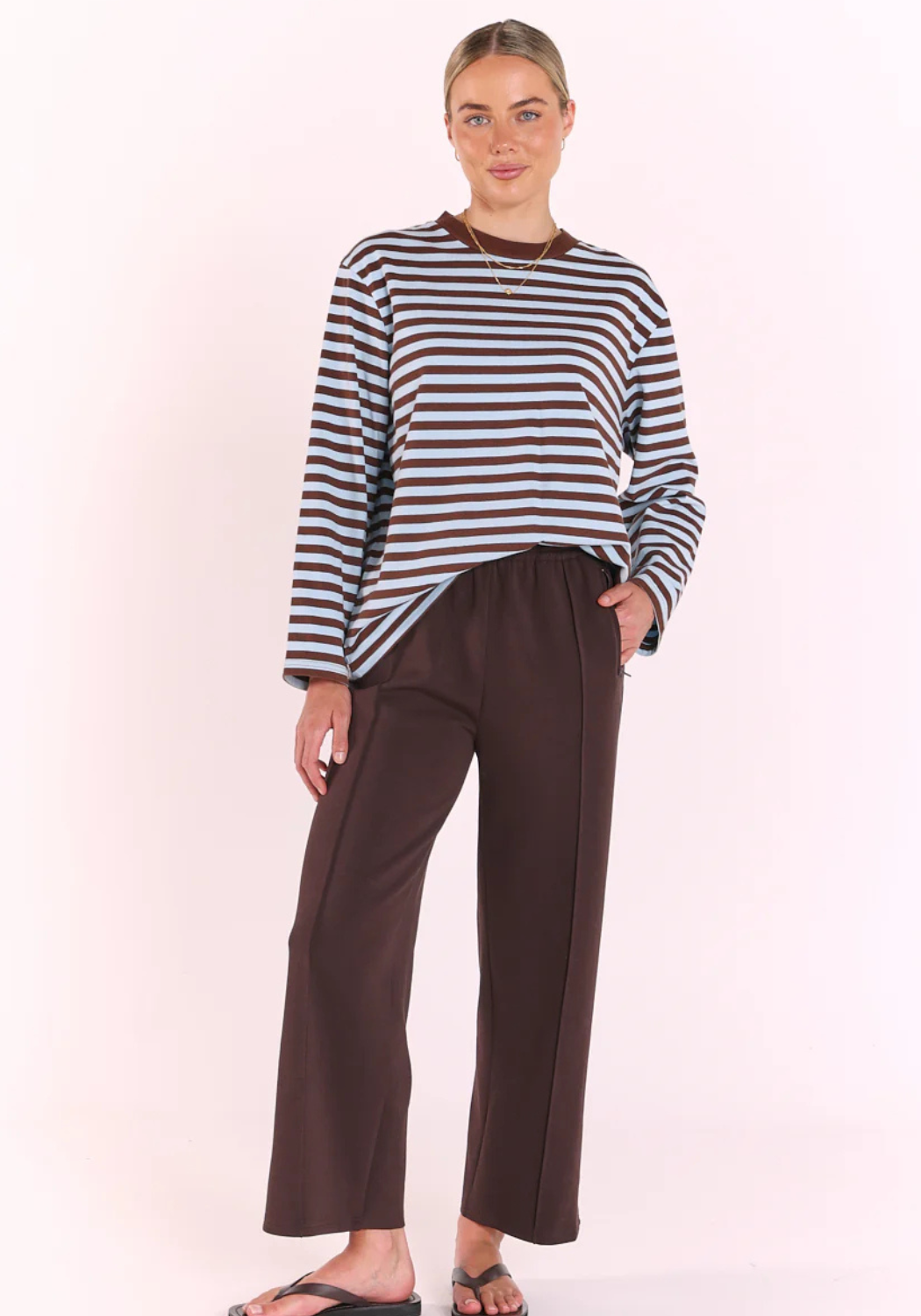 FEATHER + NOISE NOAH CROPPED PANT - DARK CHOCOLATE