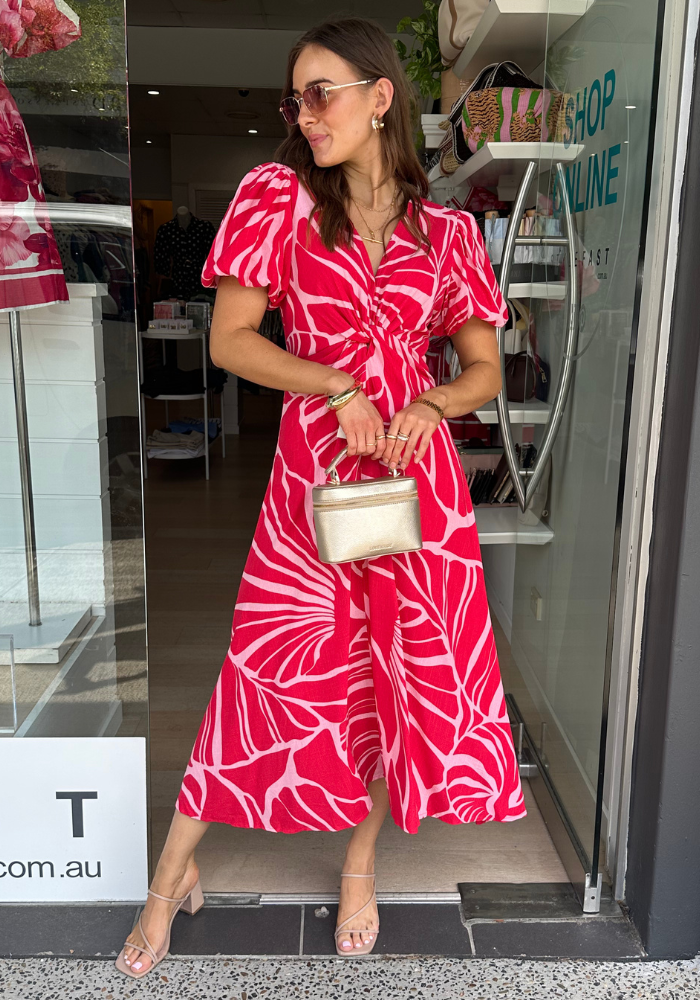 GAIA MAXI DRESS - RED/ PINK PRINT