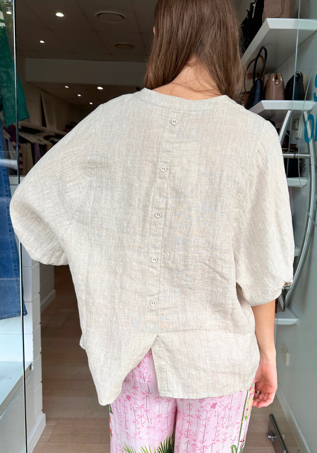 JANE BUTTON THROUGH LINEN SHIRT - BEIGE