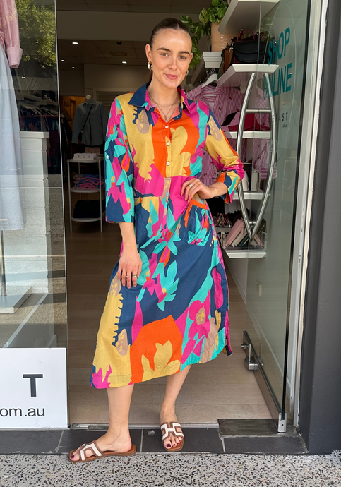 RUBYYAYA LOTUS BLOOM MIDI DRESS - MULTICOLOUR