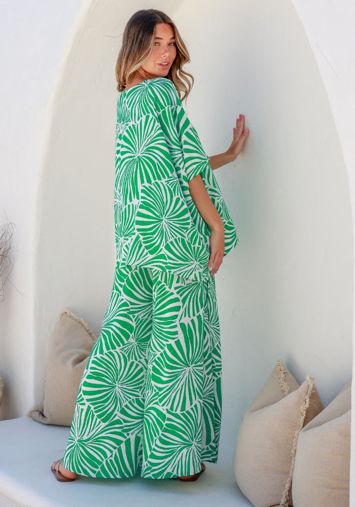 Load image into Gallery viewer, WREN WIDE LEG PANT - GREEN PRINT