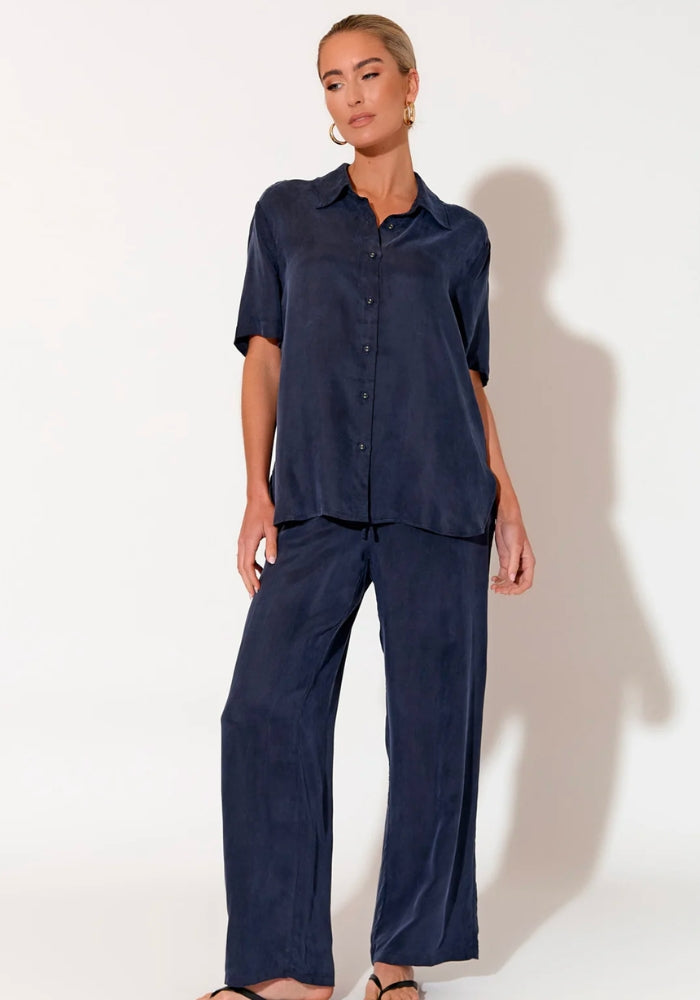 ADORNE NANCY CUPRO SHIRT - NAVY