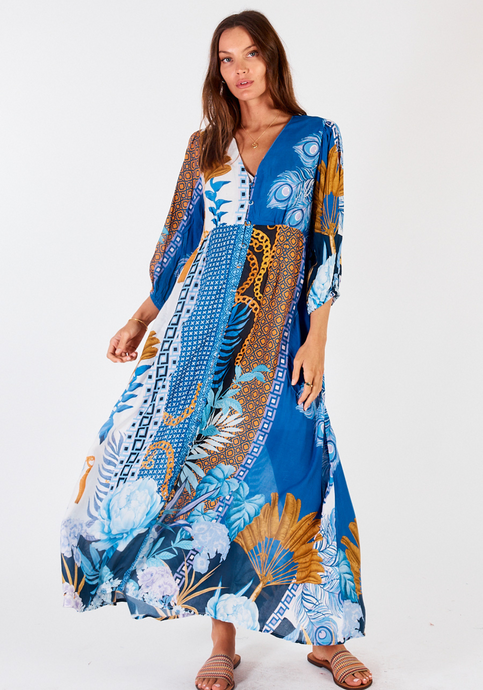 RAVELLO MAXI DRESS - BLUE PRINT