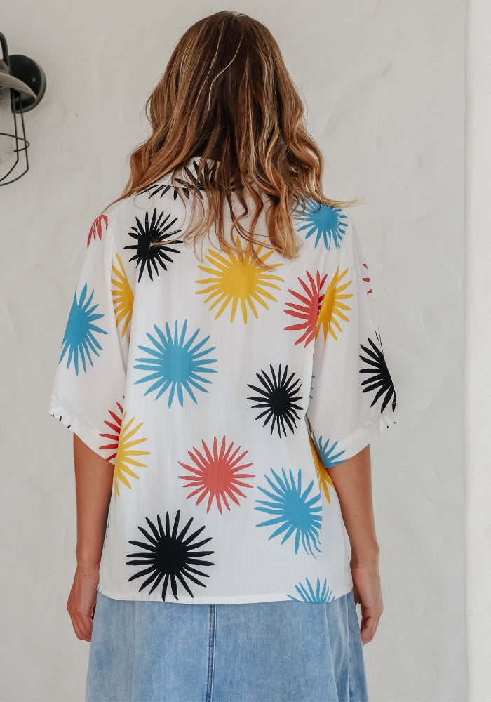 Load image into Gallery viewer, IDA BUTTON UP SHIRT - MULTI PRINT