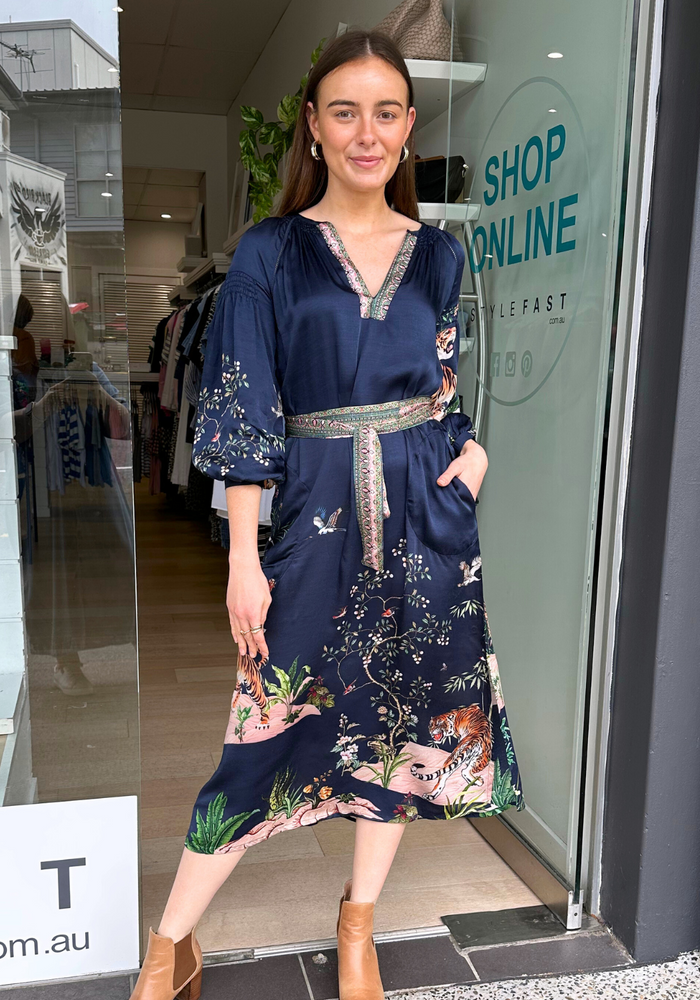 RUBYYAYA MACHALI MAXI DRESS - NAVY PRINT
