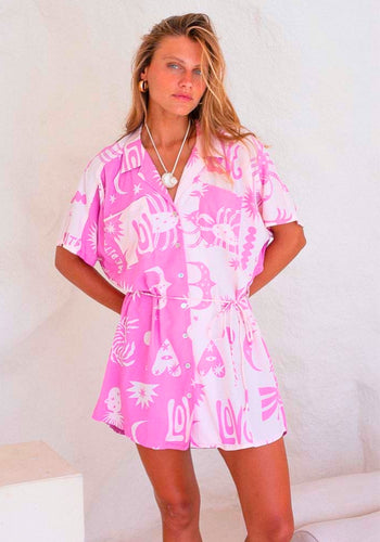 PALM COLLECTIVE ALTEGO SHIRTDRESS - PINK PALM