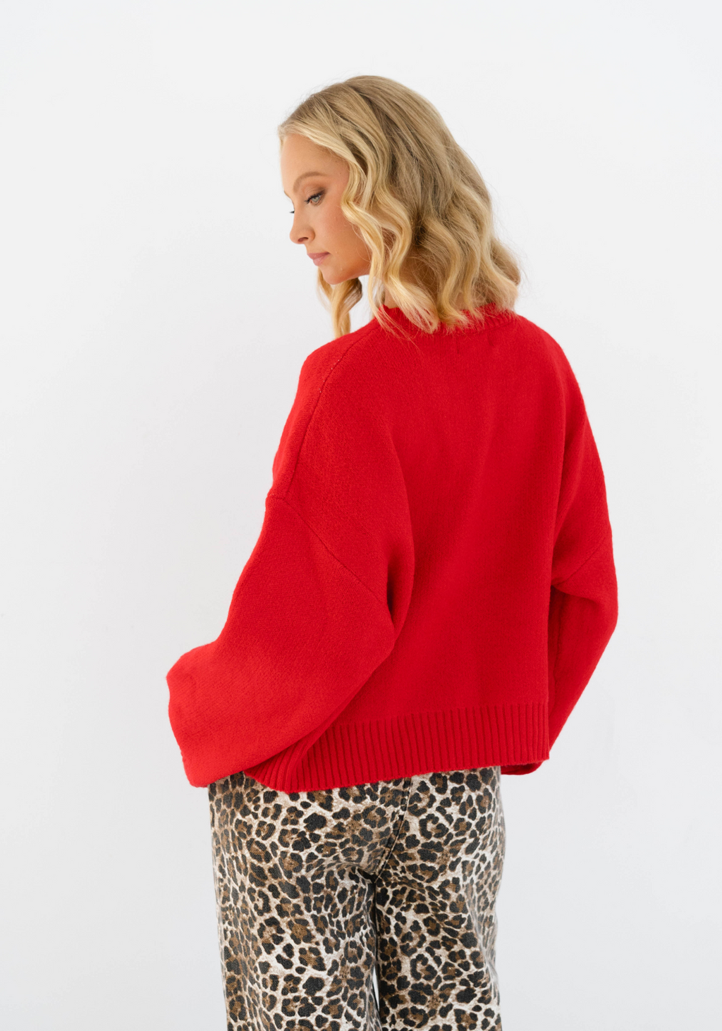 RUBY BOW OVERSIZED KNIT - RED