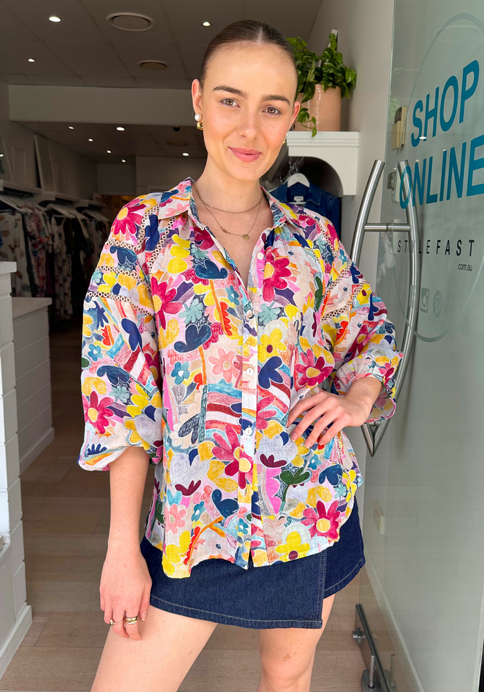 Load image into Gallery viewer, SALLY BUTTON THROUGH SHIRT - MULTI FLORAL