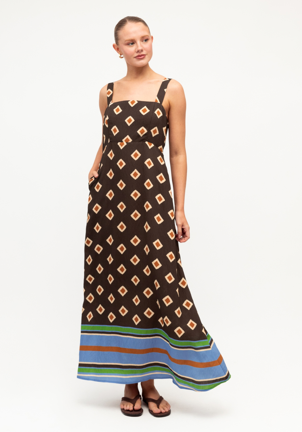 ZAHARA BORDER PRINT MAXI DRESS - RESORT GEO PRINT