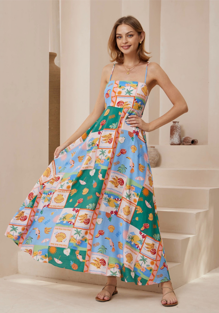 EMALINE MAXI DRESS - FRUITY PRINT