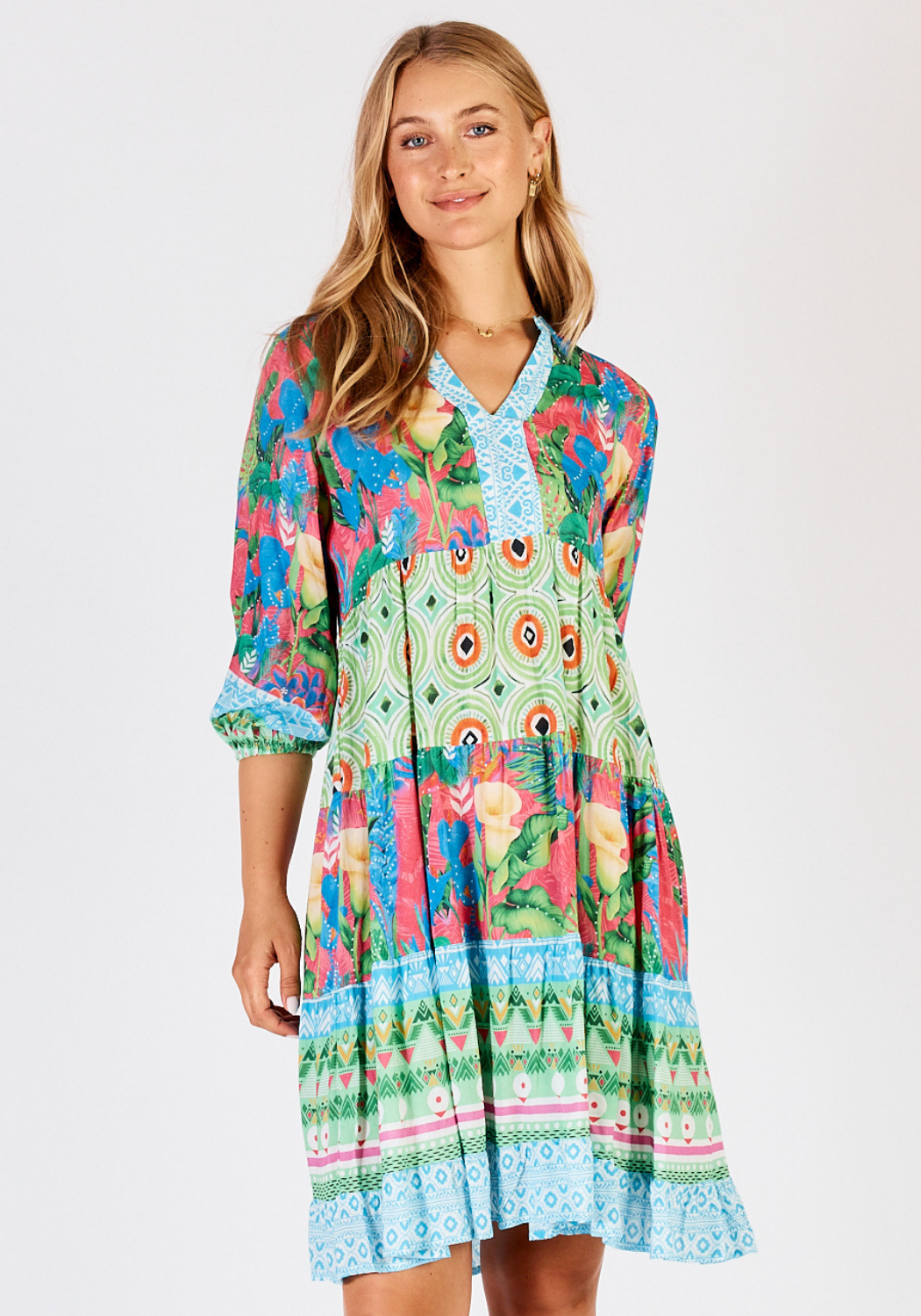 LULALIFE ILARIA MINI DRESS - MULTI PRINT