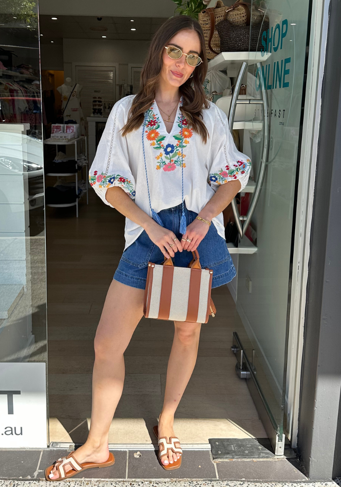 SANDY BLOUSE - WHITE/EMBROIDERY