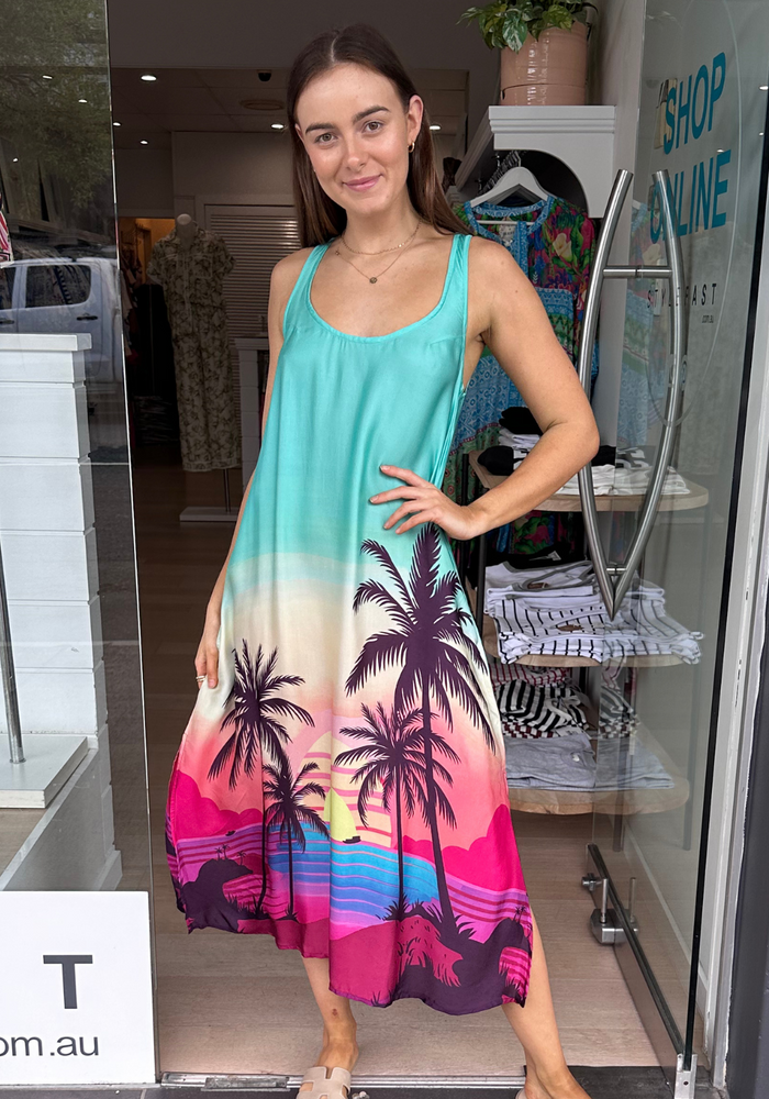 Load image into Gallery viewer, RUBYYAYA SUNDRESS - PALM PRINT