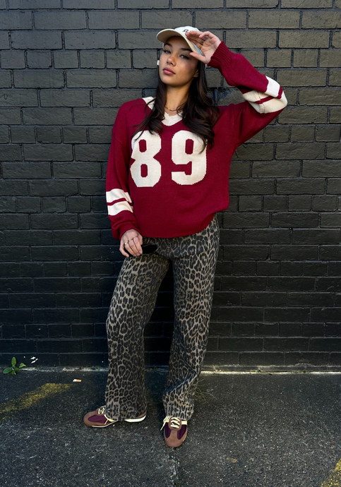 JORDAN STRAIGHT LEG JEANS - LEOPARD PRINT
