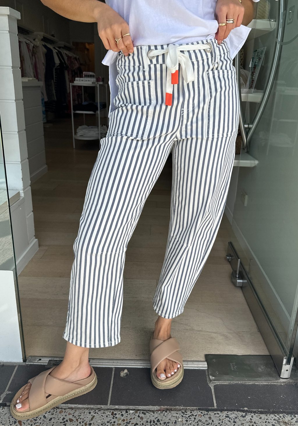 CARTER BARREL JEAN - NAVY STRIPE