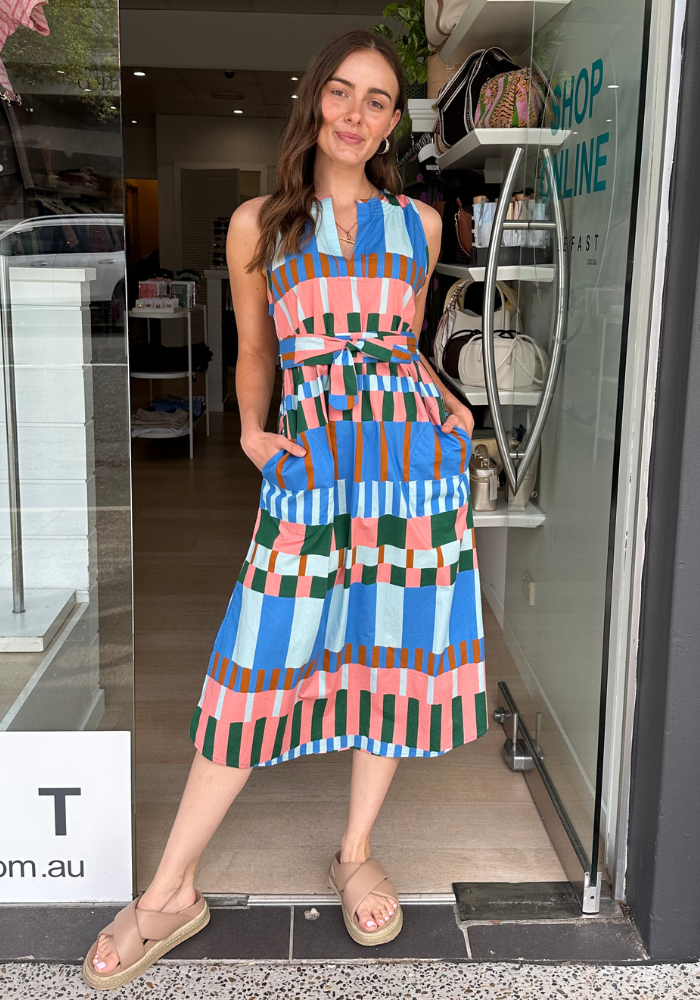 ITAMI CANNES SLEEVELESS DRESS - BLUE PRINT