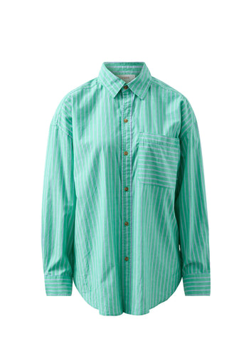 CERES LIFE COTTON PETA OVERSIZED SHIRT - ZESTY GREEN STRIPE