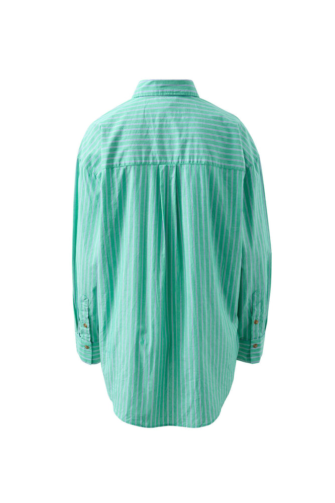 Load image into Gallery viewer, CERES LIFE COTTON PETA OVERSIZED SHIRT - ZESTY GREEN STRIPE