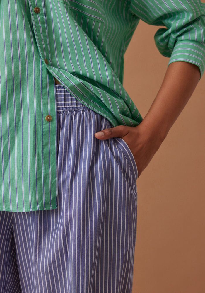 CERES LIFE COTTON PETA OVERSIZED SHIRT - ZESTY GREEN STRIPE