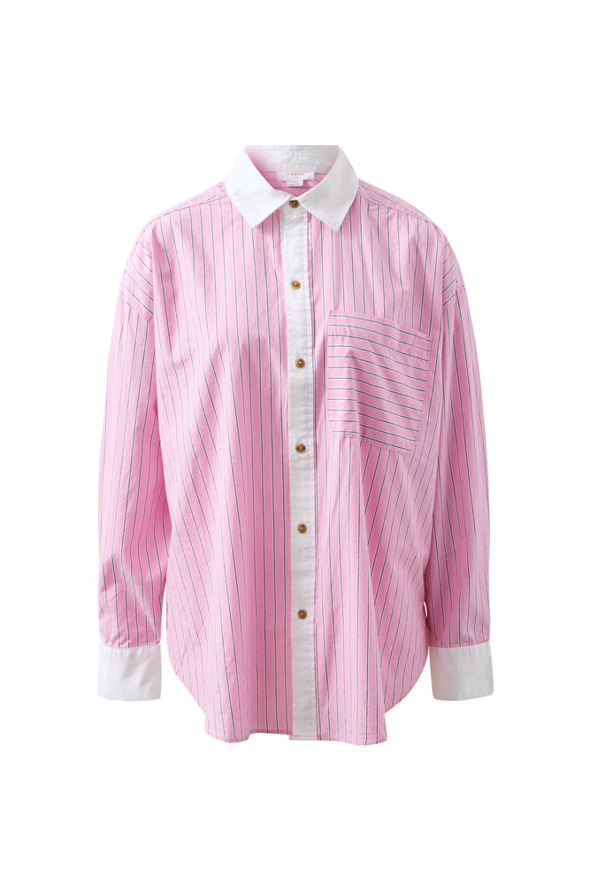 Load image into Gallery viewer, CERES LIFE COTTON PETA OVERSIZED SHIRT - HIBISCUS PINK STRIPE