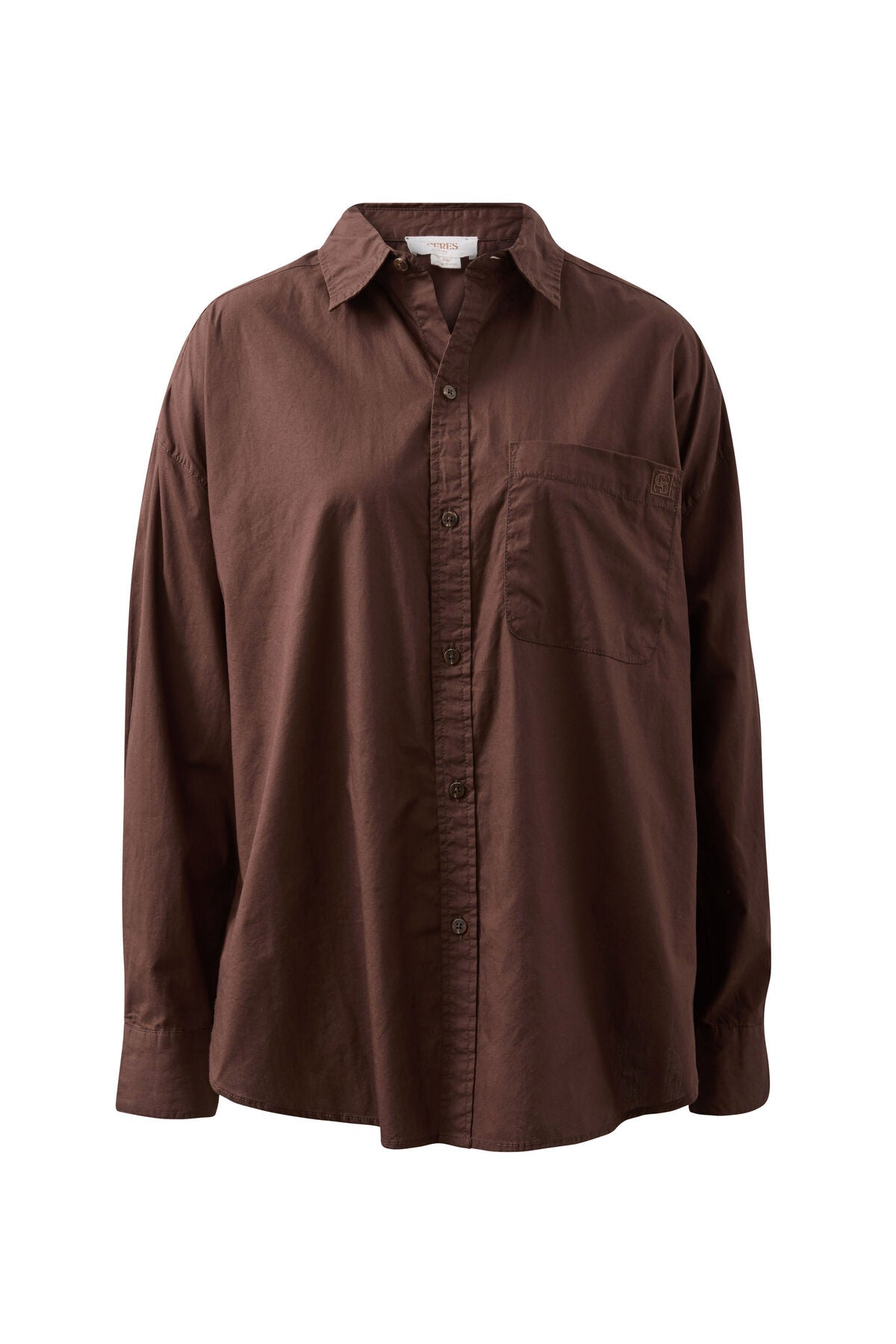 CERES LIFE PETA OVERSIZED SHIRT - CHOCOLATE