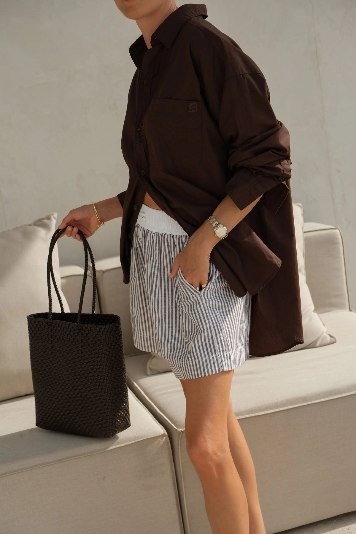 CERES LIFE PETA OVERSIZED SHIRT - CHOCOLATE