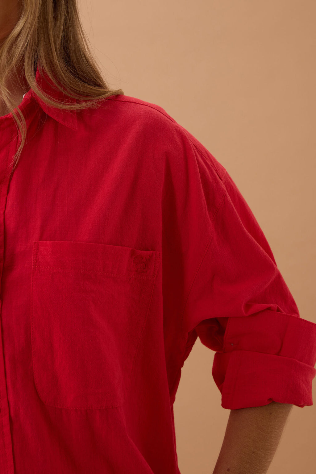 CERES LIFE PETA OVERSIZED SHIRT - HERITAGE RED