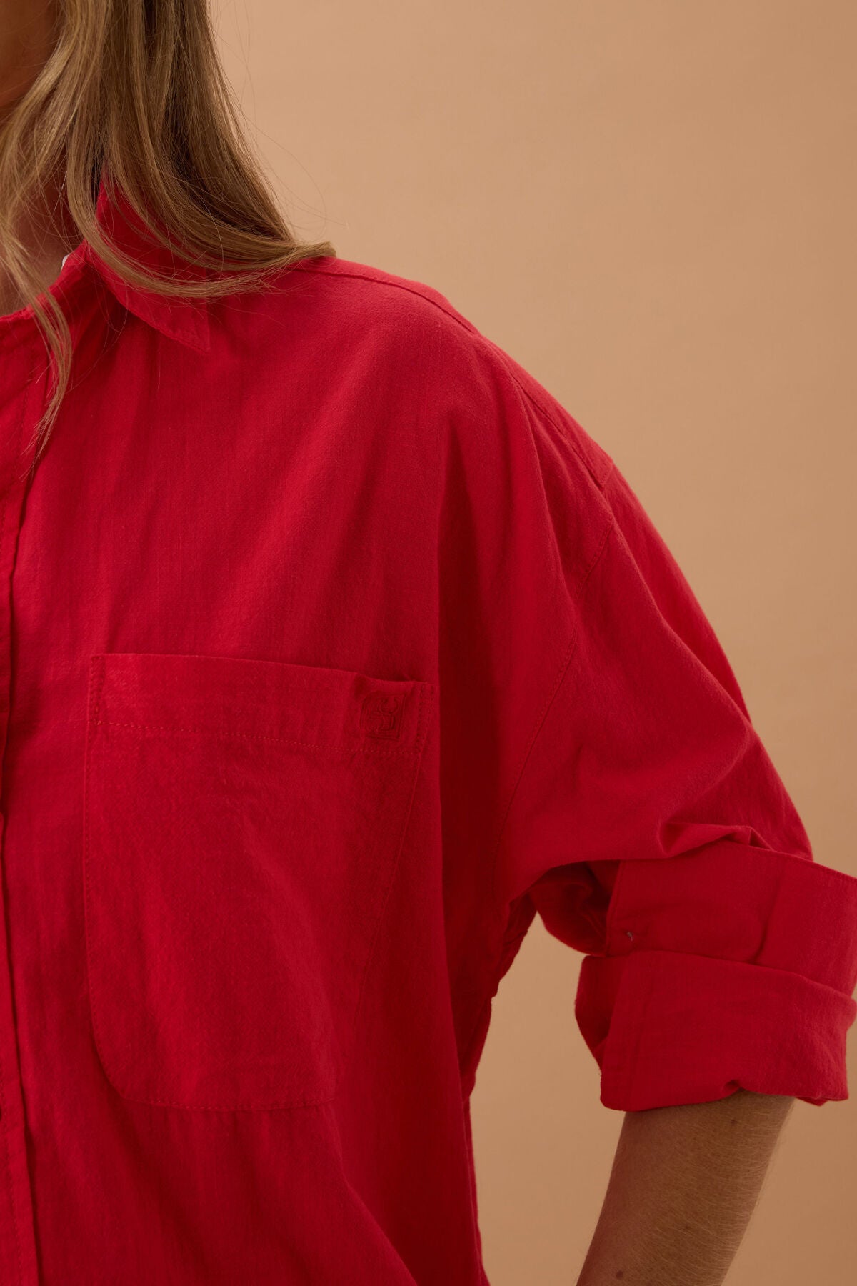 CERES LIFE PETA OVERSIZED SHIRT - HERITAGE RED